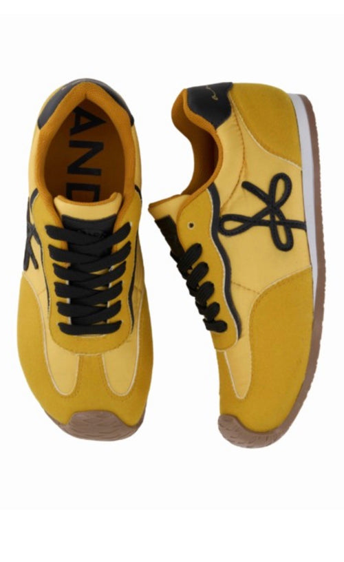 ANDREA Yellow Retro Textile Sneaker