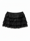 Lace Ruffled Skort - Black