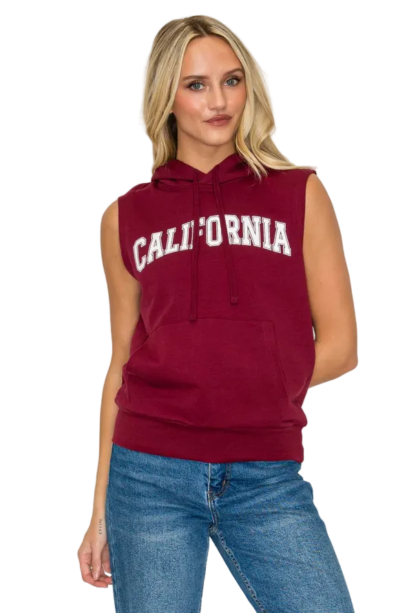 California Sleeveless Hoodie Tank