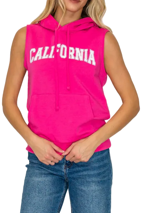 California Sleeveless Hoodie Tank