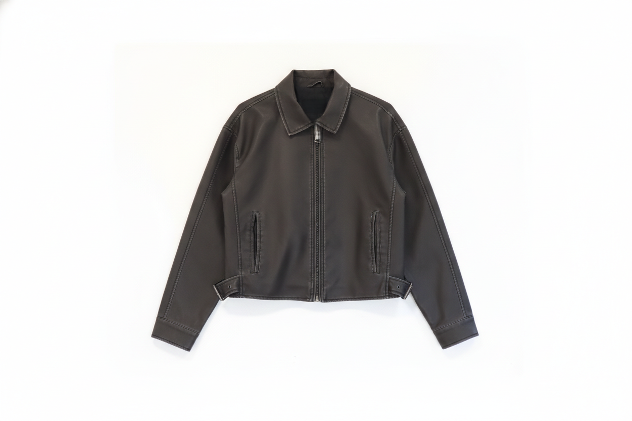 Chaqueta de polipiel gris