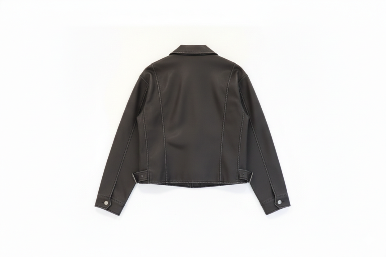 Grey Faux Leather Jacket