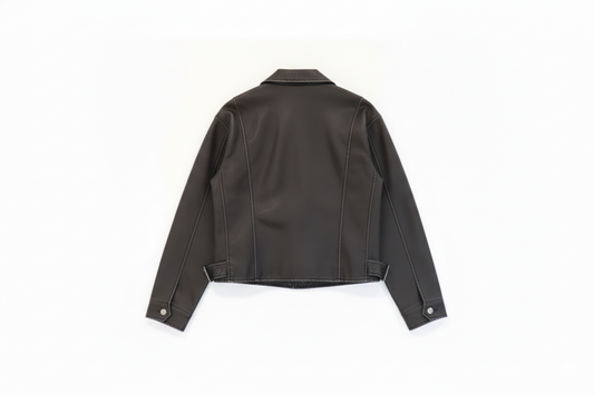 Chaqueta de polipiel gris
