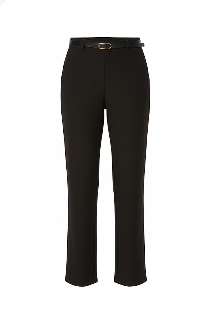 High-Waisted Classic Belted Trousers
