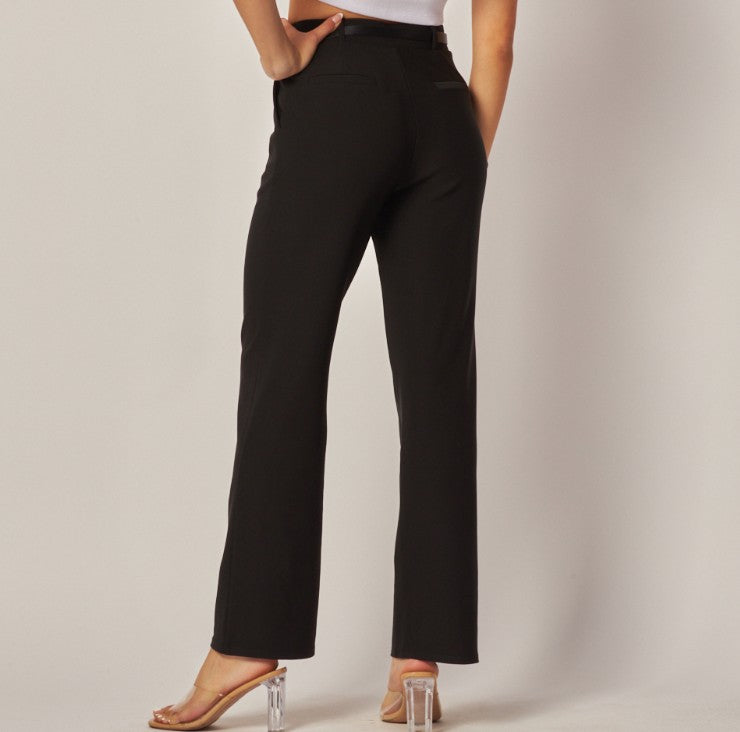 High-Waisted Classic Belted Trousers