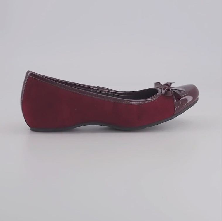 Andrea Burgundy Bow Ballet Flats