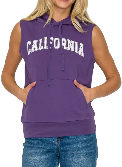 California Sleeveless Hoodie Tank
