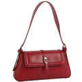 Crimson Shoulder Bag with Silver Clasp Detail
